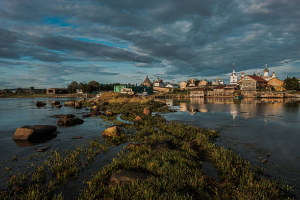Beautiful russian Solovki Monastery at summer day.