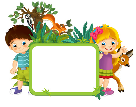 Ilustración de Escena De Dibujos Animados Con La Naturaleza Marco Niños Y Animales y más Vectores Libres de Derechos de Alegre - iStock Ilustración de Escena De Dibujos Animados Con La Naturaleza Marco Niños Y Animales y más Vectores Libres de Derechos de Alegre - iStock