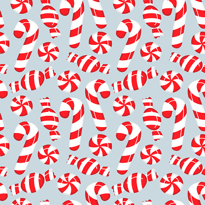 Seamless christmas candy illustration pattern, white background