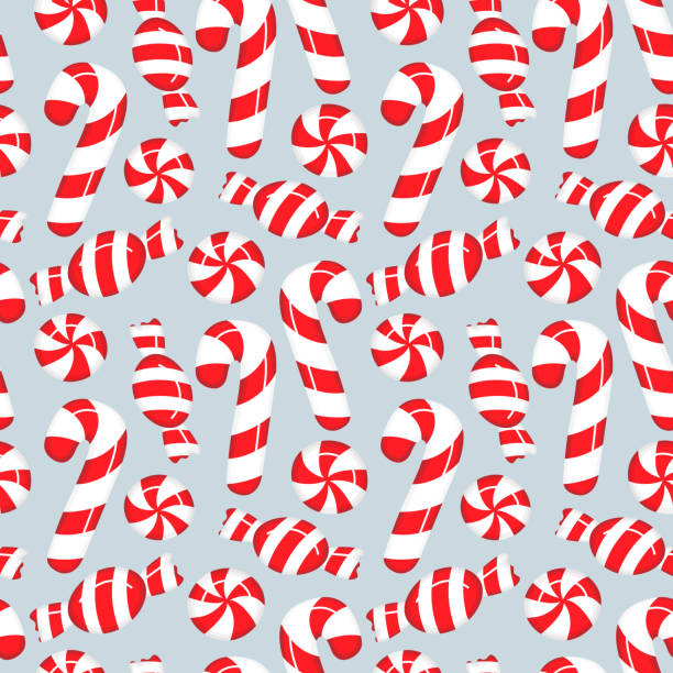 Seamless christmas candy illustration pattern, white background Seamless christmas candy illustration pattern, white background peppermints stock illustrations