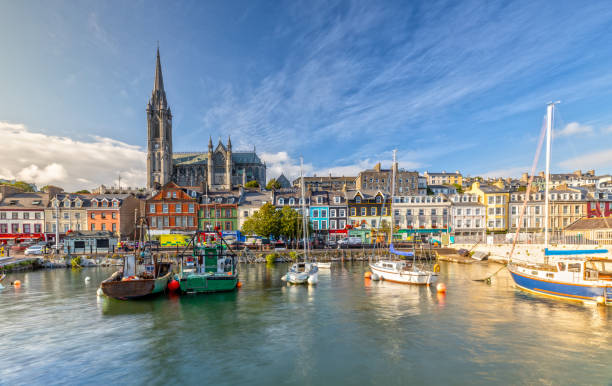 impressão da catedral do st. colman em cobh perto de cortiça, ireland - cork - fotografias e filmes do acervo