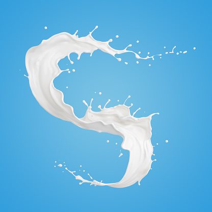 Milk or yogurt splash, 3d rendering.