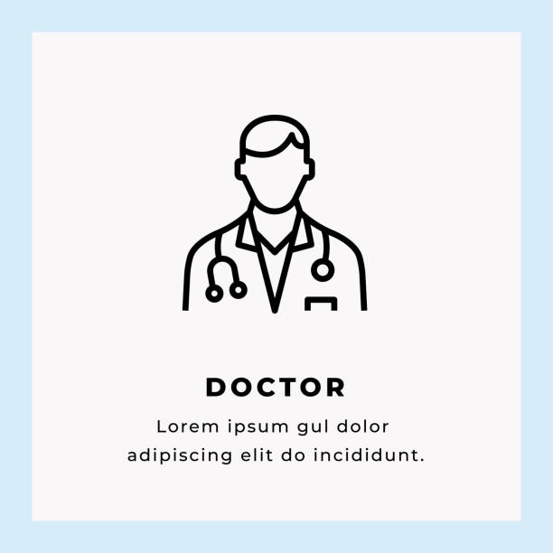 Doctor Line Icon Stock Illustration Doctor Vector Illustration Icon Design on Blue Background medicare icons stock illustrations