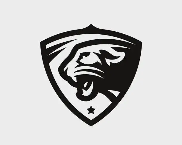 Vector illustration of Panther head logo. Cougar emblem design editable for your business. Vector illustration.