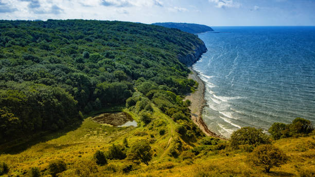 wybrzeże bornholmu, widok z hammershus - hammershus bornholm island denmark island zdjęcia i obrazy z banku zdjęć