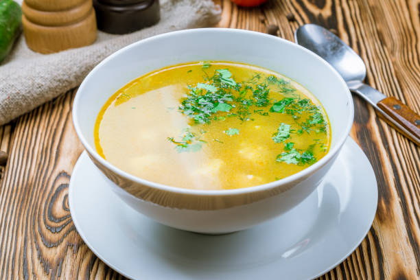 istock Chicken soup bouillon in a plate 1175700088