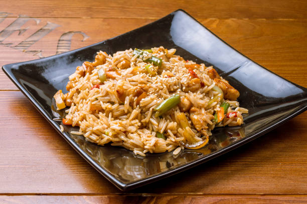 istock chicken with rice in Chinese sauce 1175700255