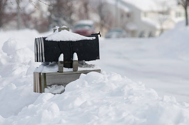 drifts up to the mailboxes stock photo