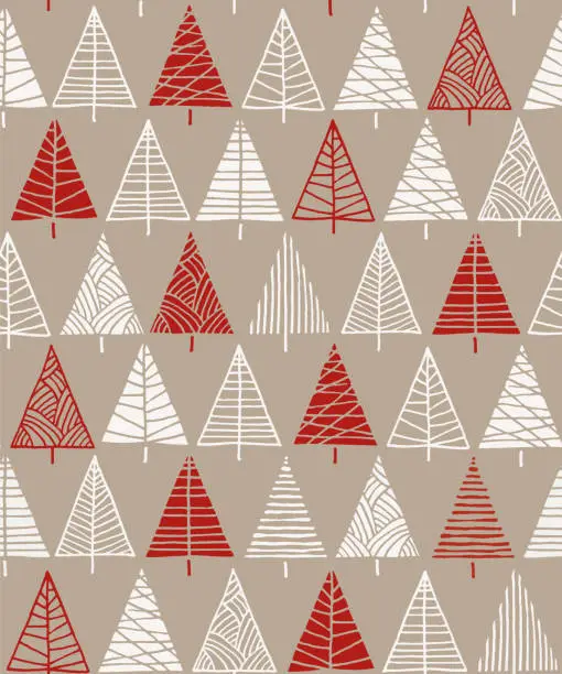 Vector illustration of Christmas tree seamless pattern background.