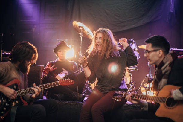 istock Band rehearsal on stage 1175706953