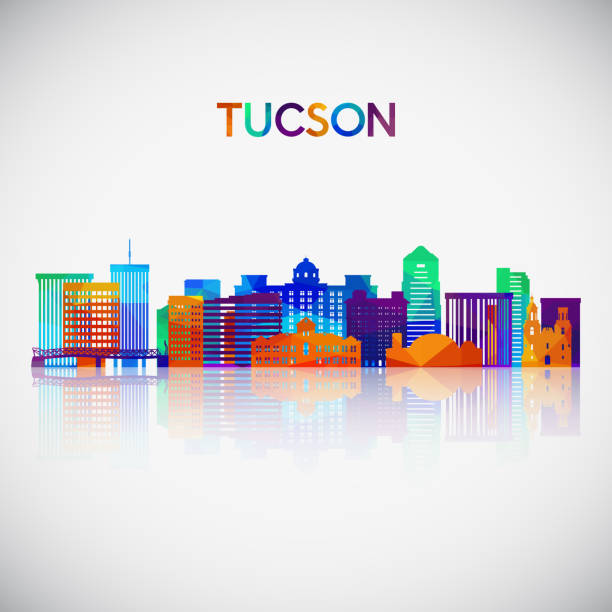 Tucson skyline silhouette in colorful geometric style. Symbol for your design. Vector illustration. Tucson skyline silhouette in colorful geometric style. Symbol for your design. Vector illustration. tucson stock illustrations