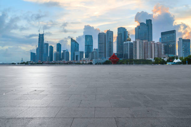 istock Empty Floors and Urban Skyline in Qingdao, China 1175714235