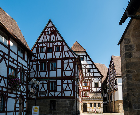 Medieval city centre, old timber-framed houses, Marburg, Germany