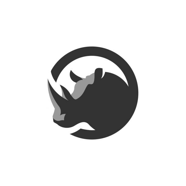 circle rhino logo design inspiration - rhinoceros stock illustrations