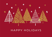 istock Holiday Card with Christmas Trees. 1175716949