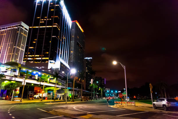 istock Skyscrapers in downtown Miami bayfront park at night 1175718659