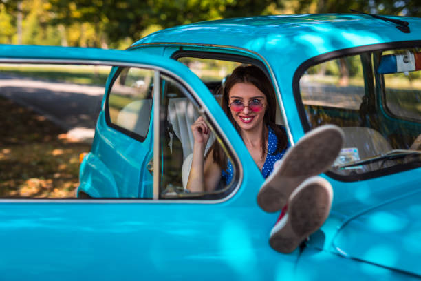 Fashion model girl posing on photo set