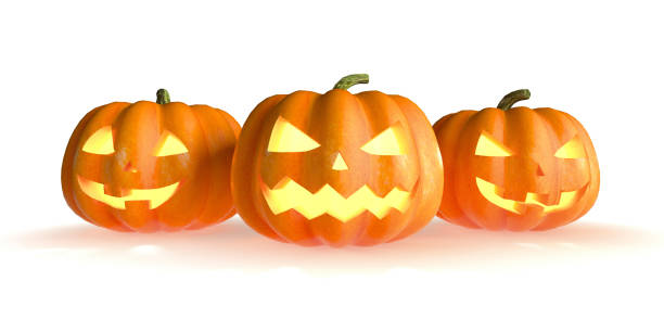 istock Halloween pumpkin head jack lantern isolated on white background. 3D Rendering illustration 1175730589