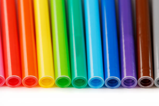 istock Multi-colored felt-tip pens, markers on a white isolated background 1175731865