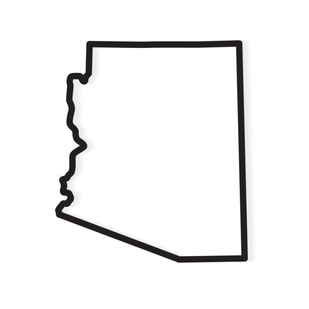 ilustraciones, imágenes clip art, dibujos animados e iconos de stock de contorno negro del mapa de arizona - arizona map outline silhouette