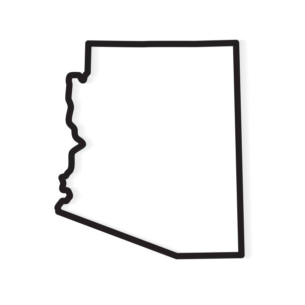 ilustrações de stock, clip art, desenhos animados e ícones de black outline of arizona map - arizona map outline silhouette