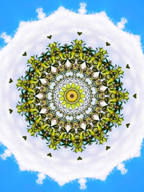 istock Very beautiful mosaic. Sky and green leaves. 1175735143