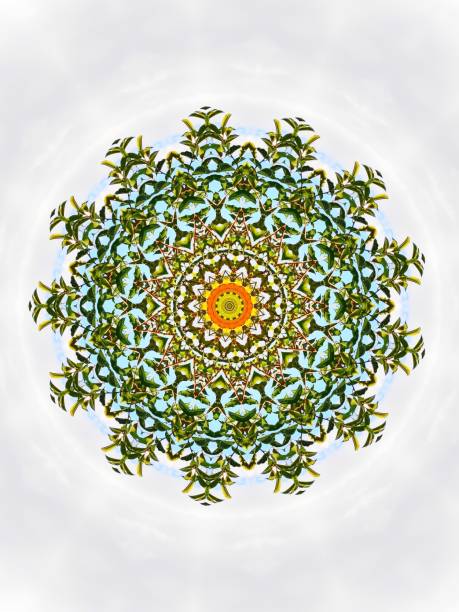 istock Very beautiful mosaic. Sky and green leaves. 1175735340