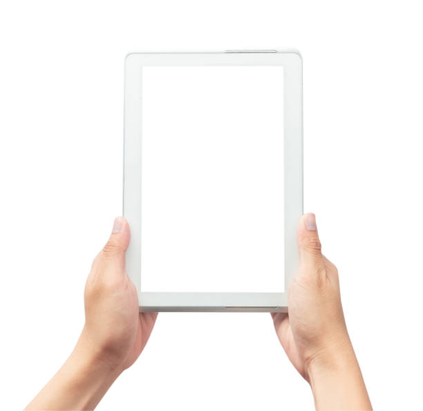 istock Male hand holding the white tablet pc computer with blank screen isolated on white background with clipping path. 1175735664