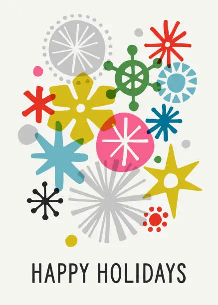 Vector illustration of Modern Graphic Snowflake Holiday Background