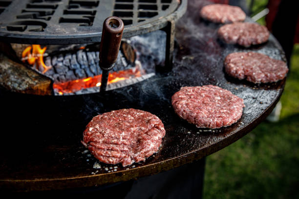 istock Fresh meat cutlets in a frying pan grill 1175738974