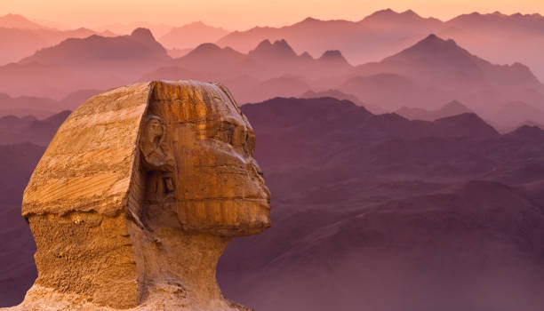 사하라 사막의 기자 고원 스핑크스 이집트 의 전경 - giza plateau 이미지 뉴스 사진 이미지