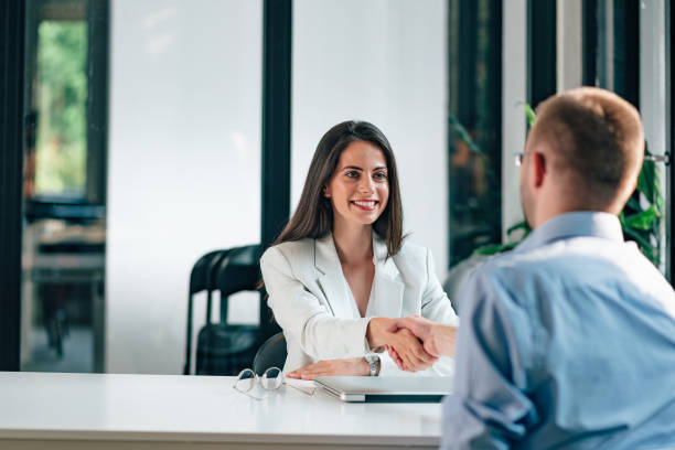 istock Female hr manager greeting job candidate. 1175740005