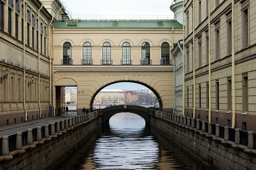View on Winter Canal (Zimnyaya Kanavka) towards Neva River, St. Petersburg, Russia