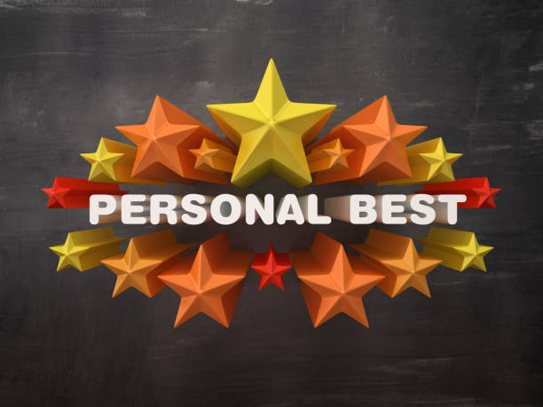 istock Colorful Stars with PERSONAL BEST Phrase on Chalkboard Background - 3D Rendering 1175742897