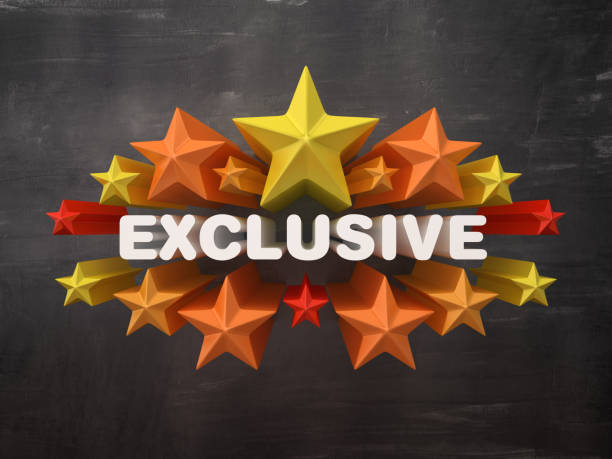 istock Colorful Stars with EXCLUSIVE Word on Chalkboard Background - 3D Rendering 1175742919