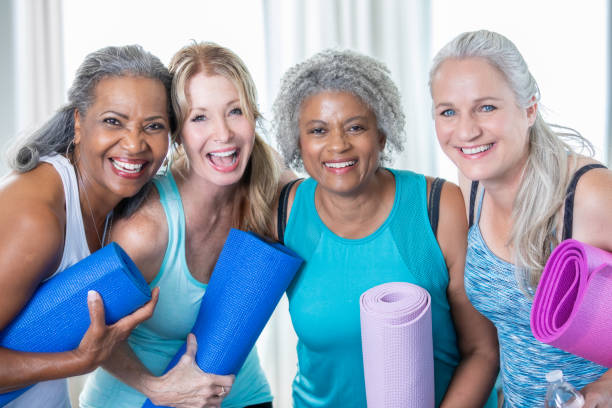 istock Senior ladies at yoga class 1175744033