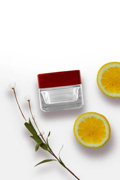 istock Cosmetics skin cream white bottle blank label for mock-up on white background with copy space for text. Beauty, fashion, party and shopping concept. Flat lay composition, top view 1175745545
