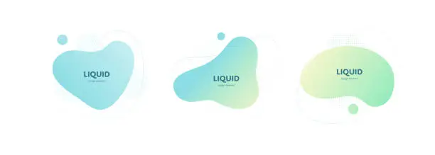 Vector illustration of Set of liquid abstract banner templates. Pastel color collection.