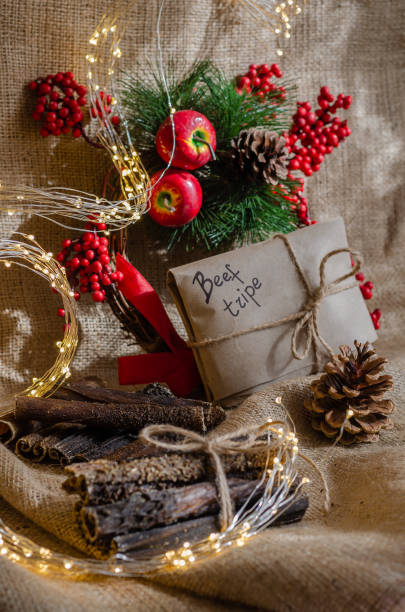 istock Christmas still life with dried beef tripe. 1175748480