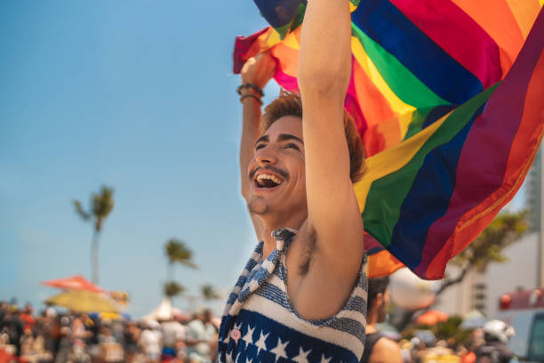 LGBTQI Pride Brazil, Recife, LGBTQI Pride Event, Gay Pride Parade, Pride transgender protest stock pictures, royalty-free photos & images