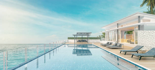 istock Sea view swimming pool 1175759759