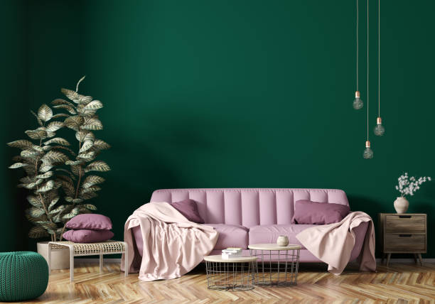 istock Interior of modern living room with pink sofa 3d rendering 1175764043