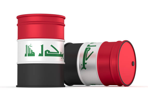 istock Iraq oil barrels isolated on white background. 3d illustration 1175765608