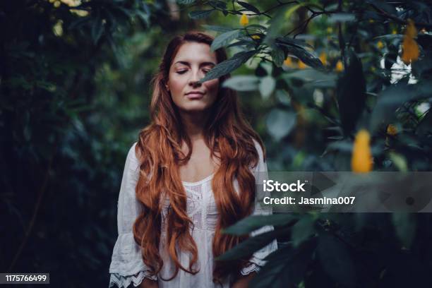 Connection With Nature Stock Photo - Download Image Now - Nature, Women, Meditating