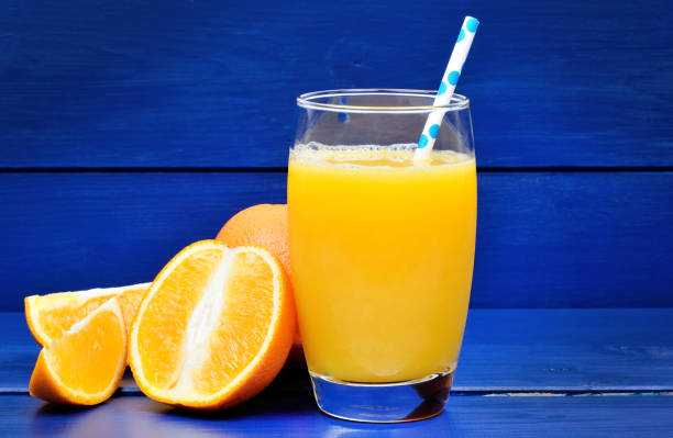 Orange juice in a glass stock photo