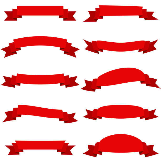 ilustrações de stock, clip art, desenhos animados e ícones de red ribbon set isolated for celebration banners. - sash