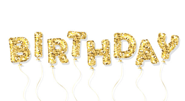 istock Birthday gold glitter balloon inscription isolated on white. Vector. 1175772810