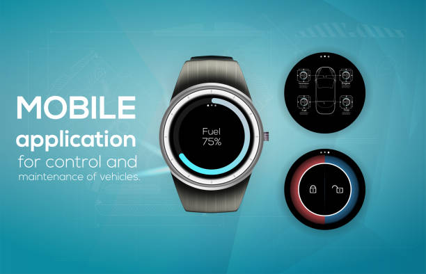 istock Different UI, UX, GUI screens cars app for watch, responsive website including. Web design and mobile template. 1175774663