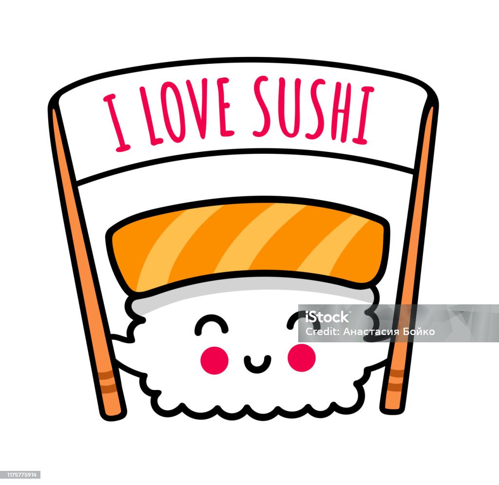 Sushi Kawaii Nhỏ Với Đũa Nhân Vật Hoạt Hình Dễ Thương Cho Logo ...