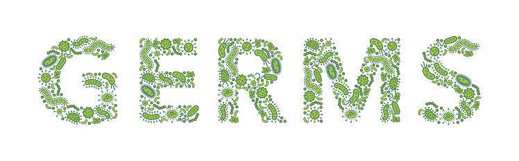 Green germs / bacteria spelling the word Germ - Vector illustration